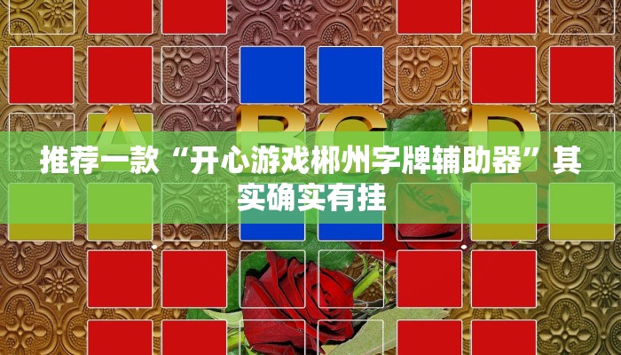 推荐一款“开心游戏郴州字牌辅助器”其实确实有挂