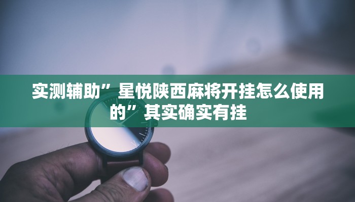 实测辅助”星悦陕西麻将开挂怎么使用的”其实确实有挂